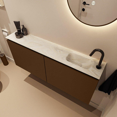 MONDIAZ TURE-DLUX Meuble WC 120 cm Rust. EDEN lavabo Ostra position droite. Avec 1 trou de robinet.