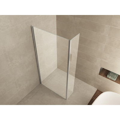 Wiesbaden Comfort paroi latérale avec profil d'angle 300 x 2000 x 10 mm verre clair nano/chrome