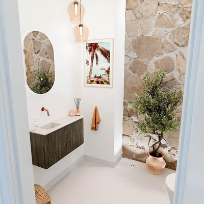 Mondiaz JOYA-DLUX 81.6cm toiletmeubel - ronding rechts kleur Shadow - Wastafel FAYE positie Links Zonder kraangat kleur Meli.