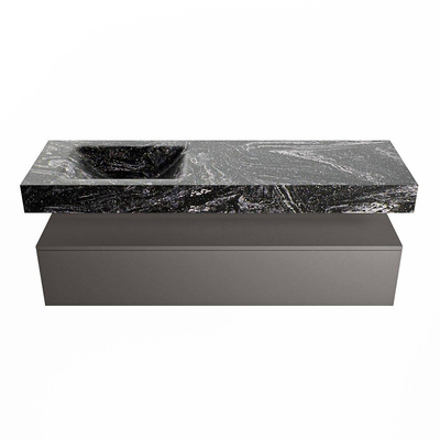 MONDIAZ ALAN - DLUX Badkamermeubelset - 150cm - onderkast - Dark grey - 1 lade - vrijhangende wastafel - wasbak links - 1 kraangat - Lava