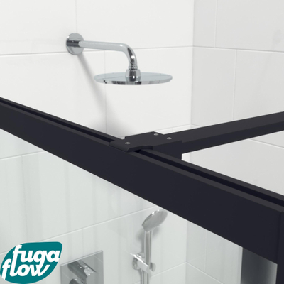 FugaFlow Efficiente Vetro douche à l'italienne salle de bain - 120x200cm - cadre lignes extérieur - anti-calcaire - noir mat