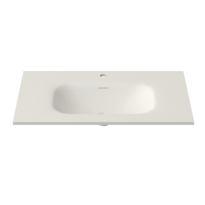 Saniclass Flow Vasque à poser sur meuble - 81x46x1.5cm - trop-plein - 1 cuve au centre - 1 trou de robinet - solid surface blanc mat