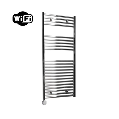 Sanicare HPW Elektrische Radiator - 111.8x60cm - 533W - wifi - thermostaat - zilver - linksonder - chroom