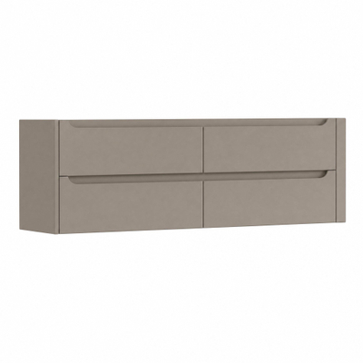 H&R Badmeubelen Juice Wastafelonderkast - 160x45x50cm - rechterhoek afgerond - 4 lades - geïntegreerde greep - Olive