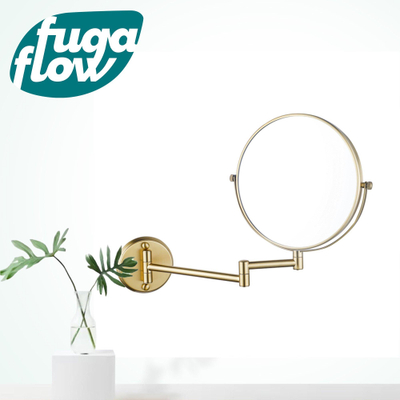 FugaFlow make-up spiegel - 20cm - rond - PVD - geborsteld messing (goud) -