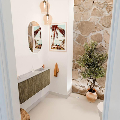 Mondiaz JOYA-DLUX 101.6cm toiletmeubel - ronding links kleur Dusk - Wastafel FAYE positie Rechts 1 kraangat kleur Glace.