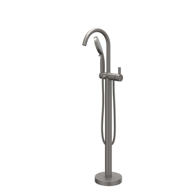 IVY Pact Mitigeur de bain autoportant - bec pivotant - 150cm - Flexible de douche - Douchette 3 jets - Metal black PVD brossé