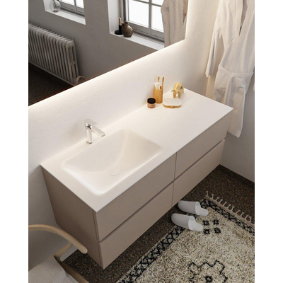 Mondiaz VICA ensemble de meuble de salle de bain - 120cm - meuble sous-vasque fumée - 4 tiroirs - lavabo nuage gauche - 1 trou de robinet - version XL 60cm de haut