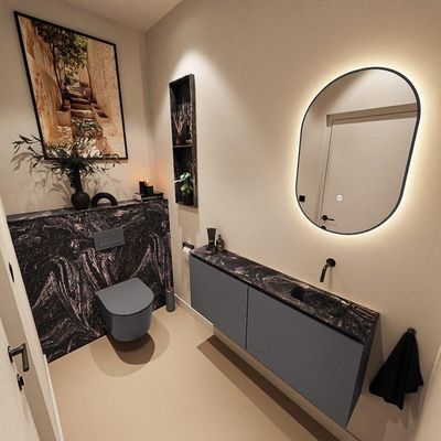 MONDIAZ TURE-DLUX Meuble de WC 120 cm Dark Grey. Lavabo EDEN Lava position à droite. Sans trou de robinet.