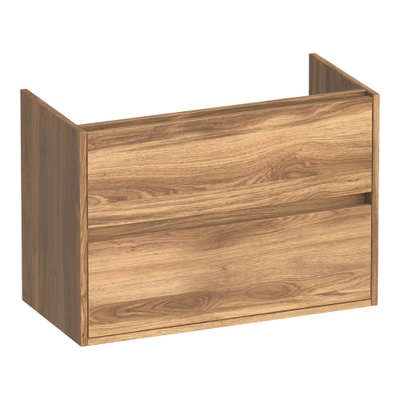 BRAUER Adore wastafelonderkast ondiep - 80x39x55cm - 2 softclose lades - greeploos - 1 sifon uitsparing - Honey