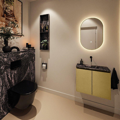 MONDIAZ TURE-DLUX Meuble toilette - 60cm - Oro - EDEN - vasque Lava - position centrale - sans trou de robinet
