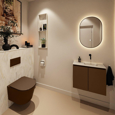 MONDIAZ TURE-DLUX 60cm toiletmeubel Rust. EDEN wastafel Ostra positie rechts. Zonder kraangat.