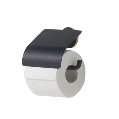 Tiger Urban Toiletrolhouder met klep Zwart 13.8x12.6x4.5cm
