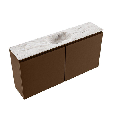 MONDIAZ TURE-DLUX 100cm toiletmeubel Rust. EDEN wastafel Glace positie midden. Met 1 kraangat.