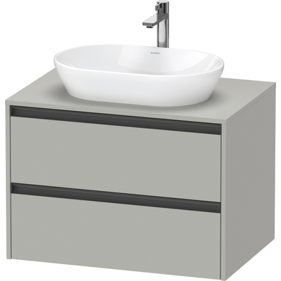 Duravit ketho 2 meuble sous lavabo avec plaque console et 2 tiroirs 80x55x56.8cm avec poignées anthracite béton gris mat