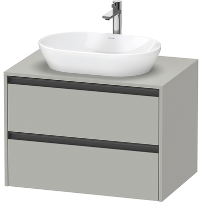 Duravit Ketho.2 Wastafelonderbouwkast - inclusief consoleplaat - met 2 laden - 80x55x56.8cm - met handgrepen antraciet - betongrijs mat