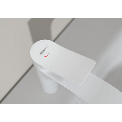 Hansgrohe VIVENIS 1 greeps wastafelkraan - 110 - coolstart - met trekwaste - mat wit