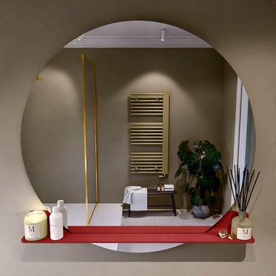 Mondiaz SPOT miroir – Ø 120 cm – avec tablette – Fire (rouge)