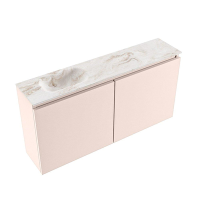 MONDIAZ TURE-DLUX Meuble WC 100cm Rosee. EDEN lavabo Frappe position gauche. Sans trou de robinet.