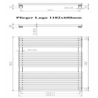 Plieger Lugo designradiator horizontaal 1182x600mm 748W wit SHOW24640