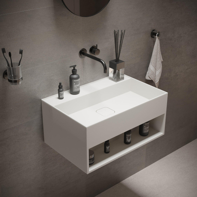 Ideavit SolidBliss Wastafel 60x40x28cm 0 kraangaten Solid surface mat wit