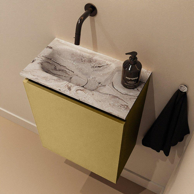 MONDIAZ TURE-DLUX 40cm toiletmeubel Oro. EDEN wastafel Glace positie links. Zonder kraangat.