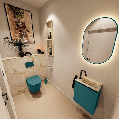 MONDIAZ TURE-DLUX Meuble toilette - 40cm - Smag - EDEN - vasque Frappe - position droite - 1 trou de robinet