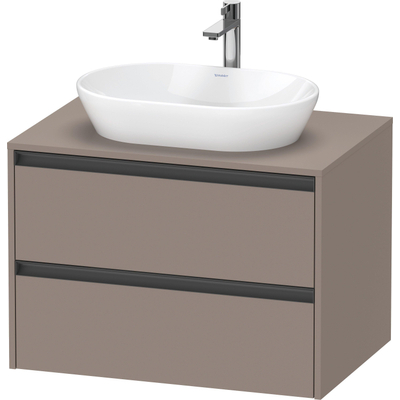 Duravit Ketho 2 meuble sous-lavabo inclus plateau console avec 2 tiroirs 80x55x56.8cm avec poignées anthracite basalte mat