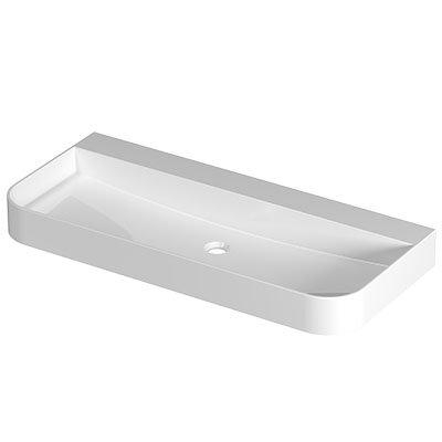 INK Duomo Wastafel - 100x45x10cm - opbouw - afgeronde hoeken - zonder kraangat - polystone - glans wit