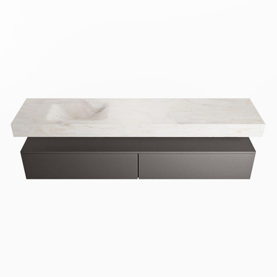 MONDIAZ ALAN - DLUX Badkamermeubelset - 200cm - onderkast - Dark grey - 2 lades - vrijhangende wastafel - wasbak links - 1 kraangat - Ostra