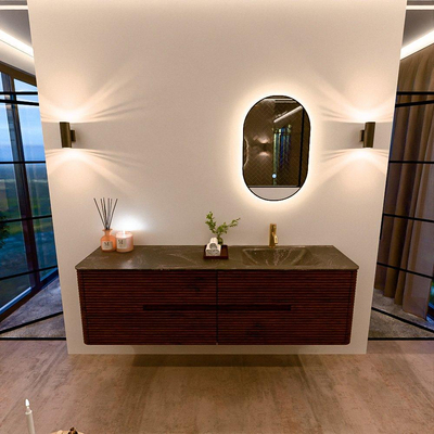 Mondiaz CIRO-DLUX Badkamermeubelset - 170x45x50cm - Solid surface wastafel Lava - 1 wasbak Rechts - 1 kraangat - 4 lades - Ruby