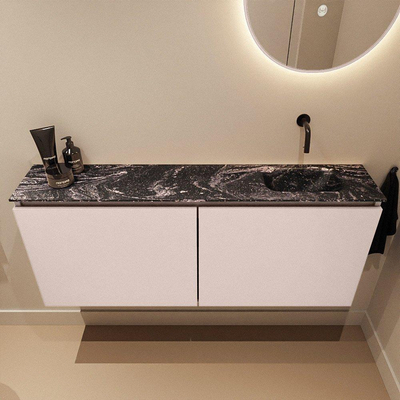 MONDIAZ TURE-DLUX Meuble WC 120 cm Rosee. Lavabo EDEN Lava position droite. Sans trou de robinet.