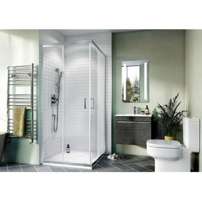 Crosswater Kai Cabine de douche - 80x80x190cm - avec 2 portes coulissantes verre de sécurité 6mm - aluminium argenté