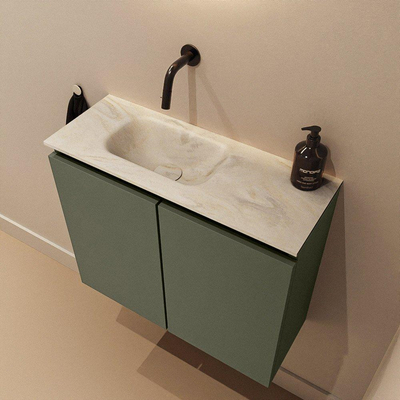 MONDIAZ TURE-DLUX 60cm toiletmeubel Army. EDEN wastafel Ostra positie links. Zonder kraangat.