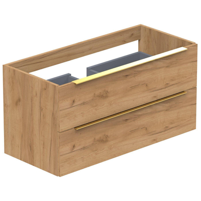 Thebalux onderkast type2 100cm 2x lade opbouwgreep Noëlla 1x uitsparing incl witte sifonset