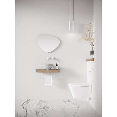 Looox Wood collection Wooden Base plan vasque en chêne mini 40x23x7cm chêne old grey