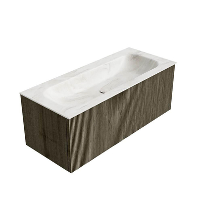 Mondiaz KURVE-DLUX Ensemble de meuble de salle de bains - 110x46x40cm - 1 tiroir - lavabo solid surface - central - 1 trou de robinet - Shadow