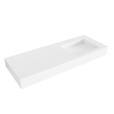 Mondiaz AVON Lavabo suspendu - 120cm - vasque à droite - rebord 12cm - Solid surface Talc