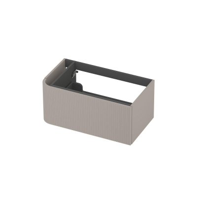 INK Concept R Wastafelonderkast - 80x45x35cm - 1 lade - opliggende grepen - gefreesd - afgeronde hoek links - MDF lak - mat kasjmier grijs