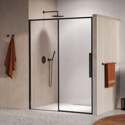 BRAUER Galactic Nisdeur - 160x200 - 2-delig schuif - helder glas - omkeerbaar - incl. glascoating - geborsteld gunmetal PVD