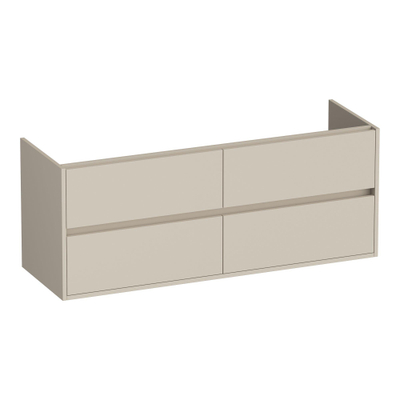 BRAUER Adore meuble sous lavabo - 140x46x55cm - 4 tiroirs softclose - sans poignée - 2 découpes pour siphon - beige mat