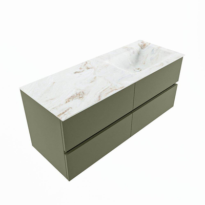 MONDIAZ VICA-DLUX Ensemble meuble de salle de bains - 120cm - meuble bas army - 4 tiroirs - lavabo encastré cloud à droite - 1 trou de robinet - version haute 60cm - frape