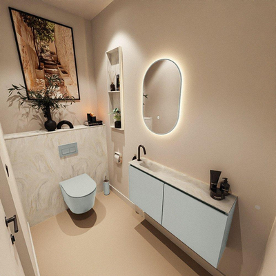 MONDIAZ TURE-DLUX 100cm toiletmeubel Greey. EDEN wastafel Ostra positie links. Met 1 kraangat.