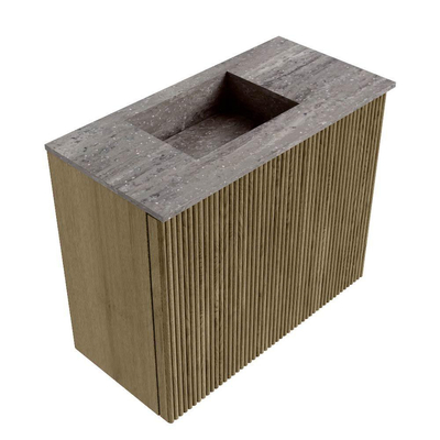 Mondiaz JOYA-DLUX 50cm toiletmeubel - kleur Dusk - Wastafel FAYE positie Links Zonder kraangat kleur Oza.