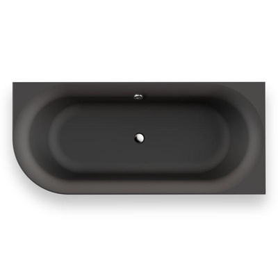 Plieger Kansas Baignoire d'angle - 180x80x60cm - angle droit - avec arrivée d'eau - avec garniture de vidage et de trop-plein - avec pieds - acrylique - noir mat