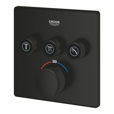GROHE Grohtherm SmartControl afbouwdeel - vierkant - thermostatisch - 3 functies - mat zwart