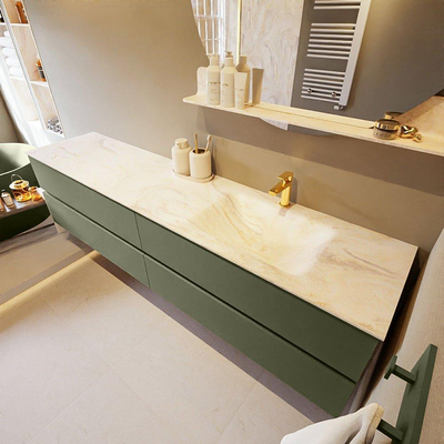 Mondiaz VICA-DLUX ensemble de meuble de salle de bain - 200cm - meuble sous-vasque armée - 4 tiroirs - lavabo encastré cloud droite - 1 trou de robinet - version haute de 60cm - ostra