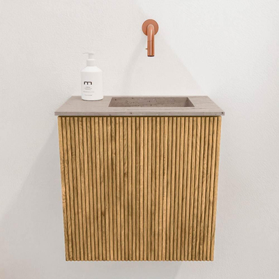 Mondiaz JOYA-DLUX Meuble de salle de bains 40cm - couleur Chêne - Vasque FAYE position Droite Sans trou de robinet couleur Saba.