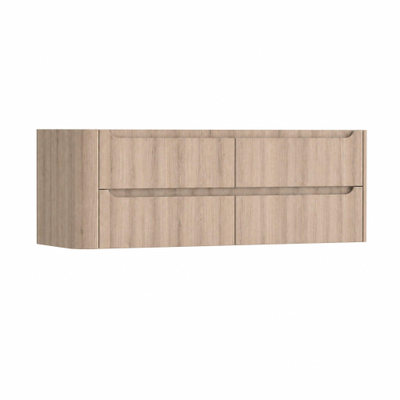 H&R Badmeubelen Juice Wastafelonderkast - 140x45x50cm - linkerhoek afgerond - 4 lades - geïntegreerde greep - Rockford oak