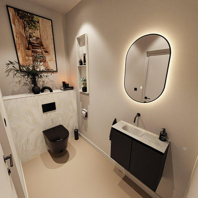 MONDIAZ TURE-DLUX Meuble WC 60 cm Urban. Lavabo EDEN Ostra position gauche. Sans trou de robinet.